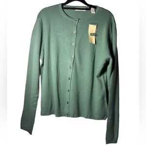 Lord & Taylor Classic Cashmere Green Cardigan